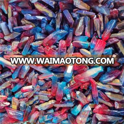 Wholesale Red and Blue Titanium Aura Quartz Point Crystal Point Wand