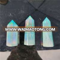 Natural Beautiful Electroplated Crystal wand Quartz Point Crystal Healing Wand