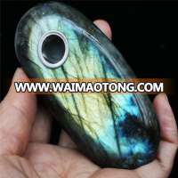 Natural Oval Labradorite Quartz Weed Pipe Crystal Smoking Pipes