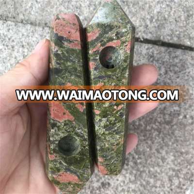 Wholesale natural epidote quartz tobacco stone pipe crystal quartz smoking pipe for gifts