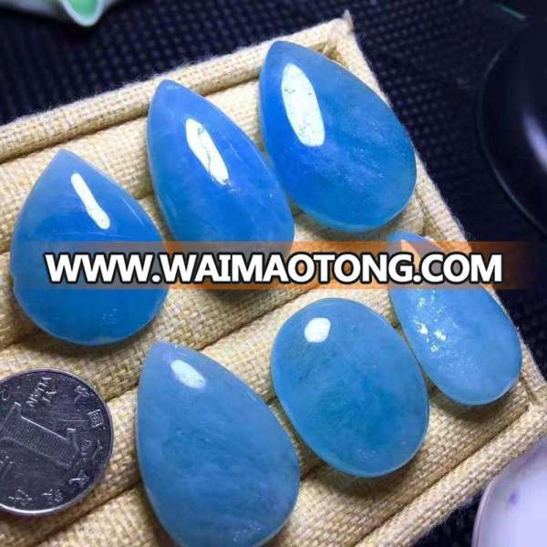 Customized Brazil natural multi shape blue aquamarine loose stone necklace pendant