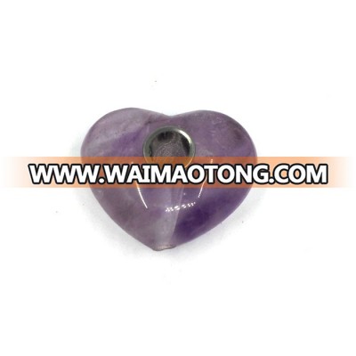 Natural Rock Amethyst Quartz Heart Stone Crystal Smoking Pipes