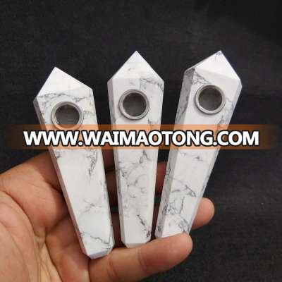 wholesale natural fancy white turquoise crystal smoking pipes